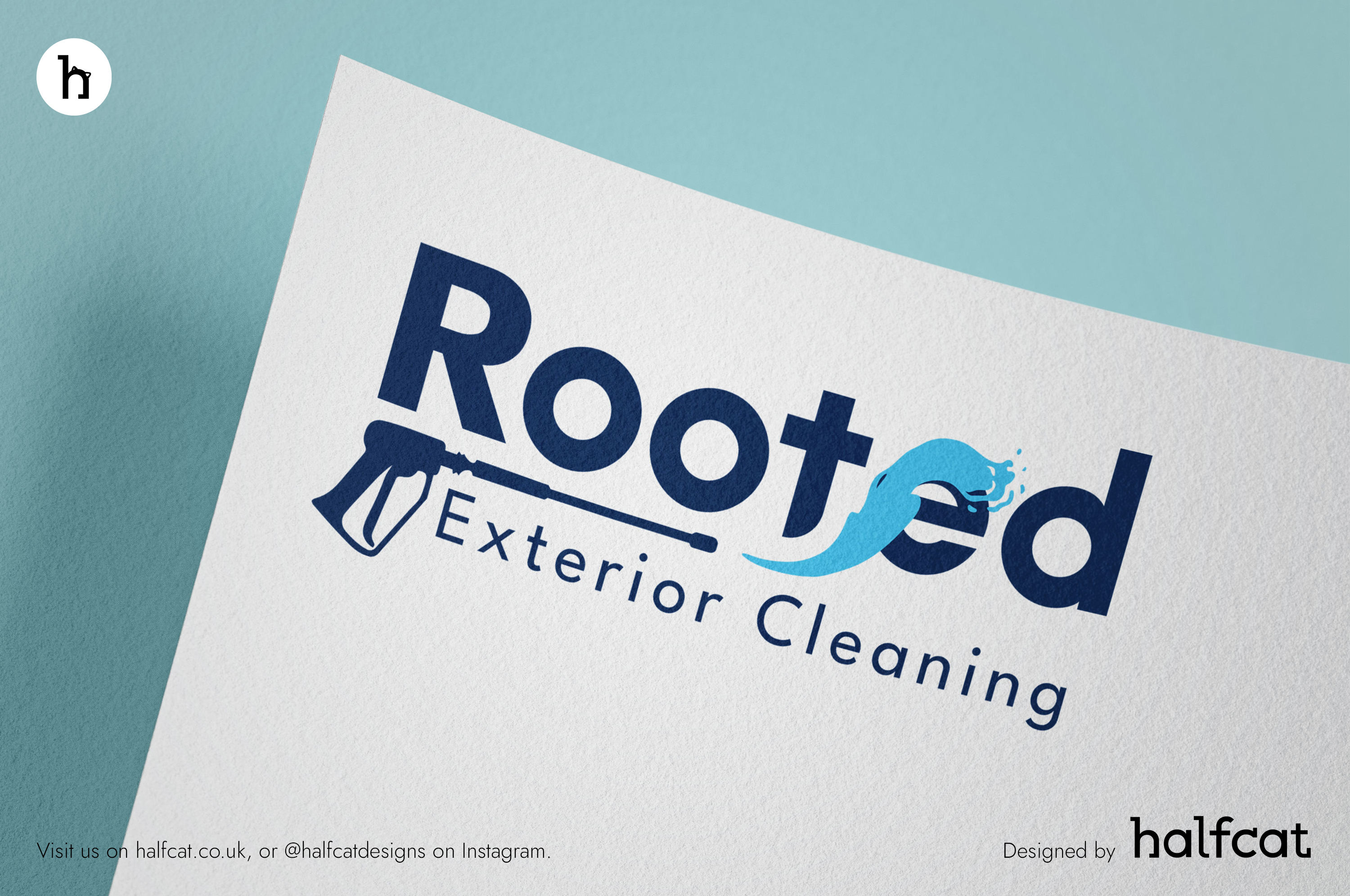 Logo for Rooted Exterior Cleaning Services in Hastings, East Sussex, UK by Halfcat Design Services
